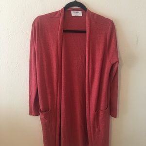Red long sleeve cardigan